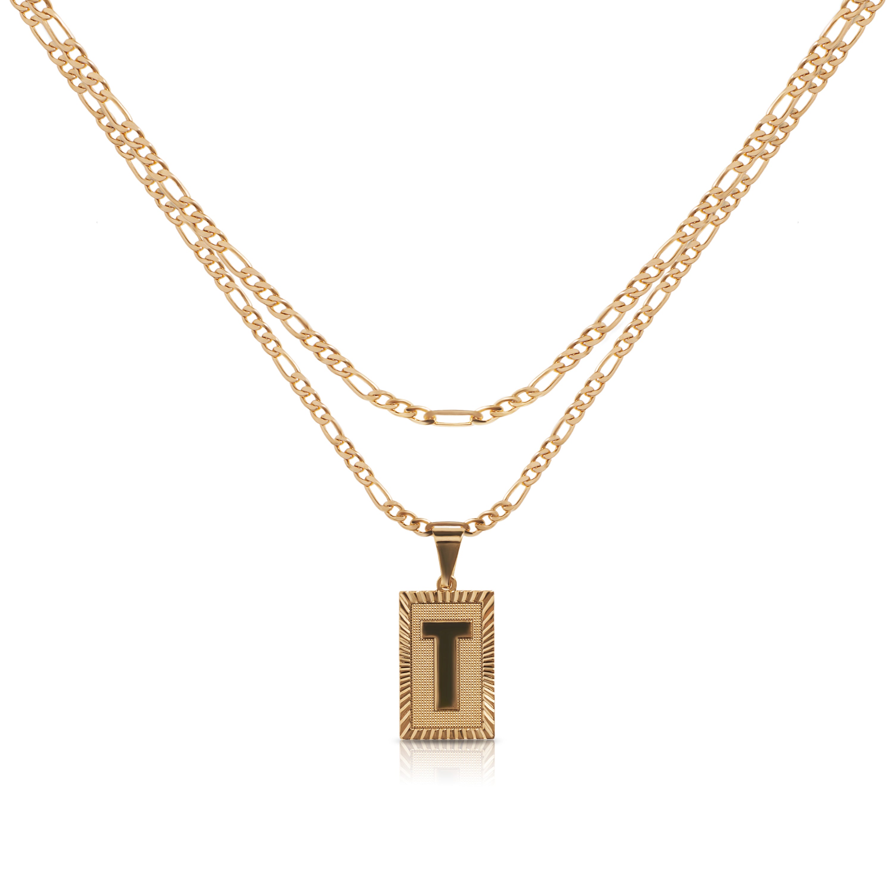 Double Initials Plaque Necklace 💧 - House of Jewels Miami