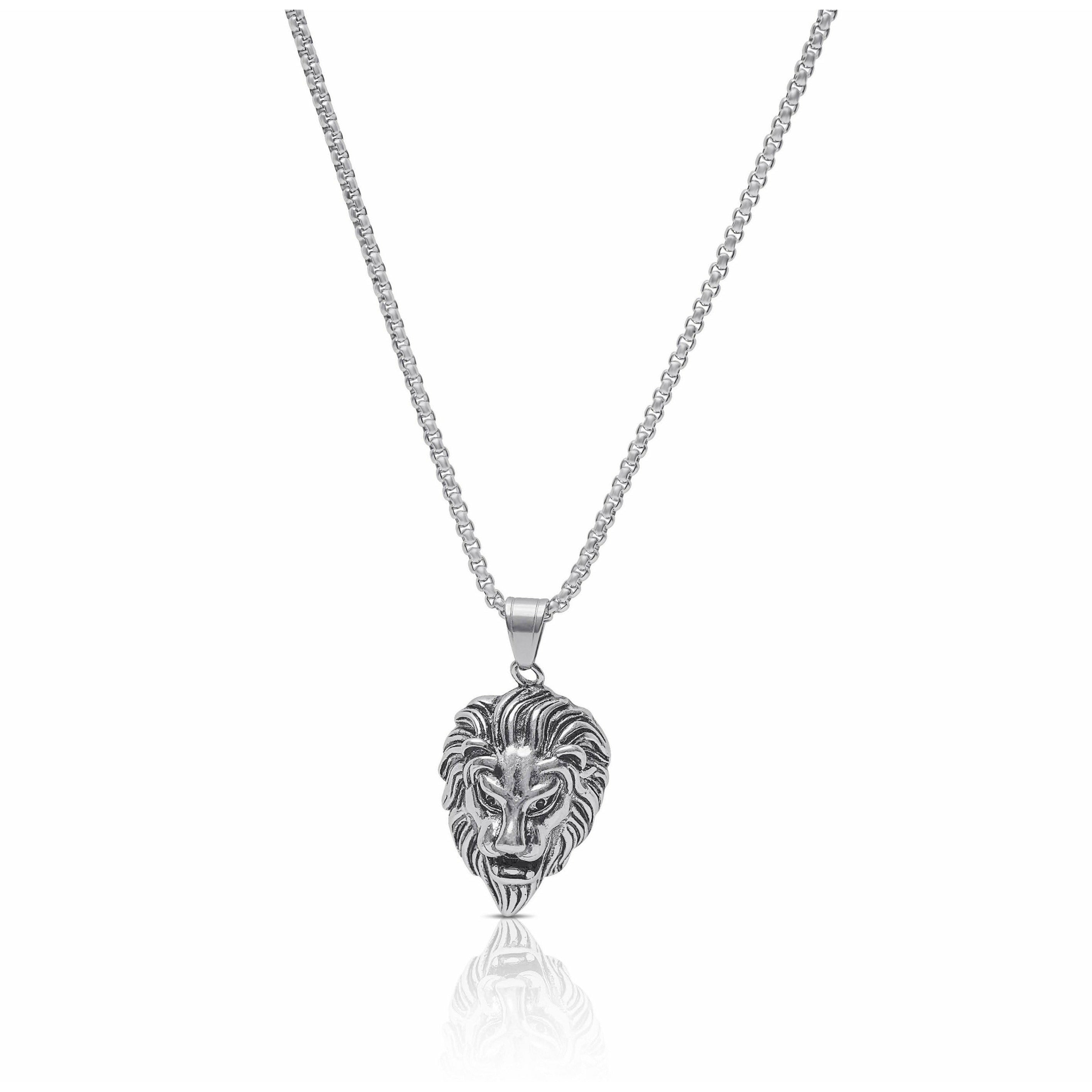 Men's Silver Lion Necklace - House of Jewels Miami