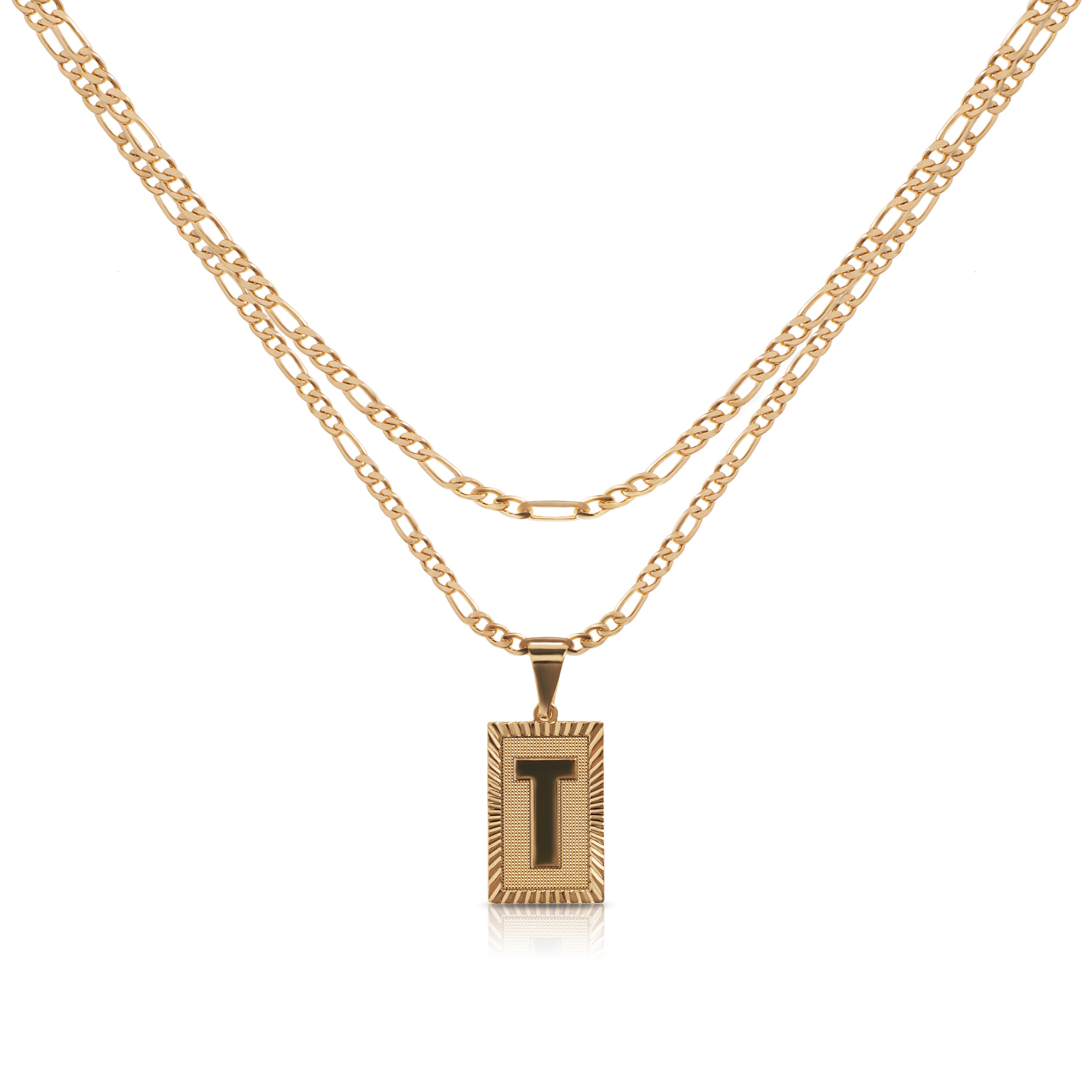 Double Initials Plaque Necklace 💧 - House of Jewels Miami