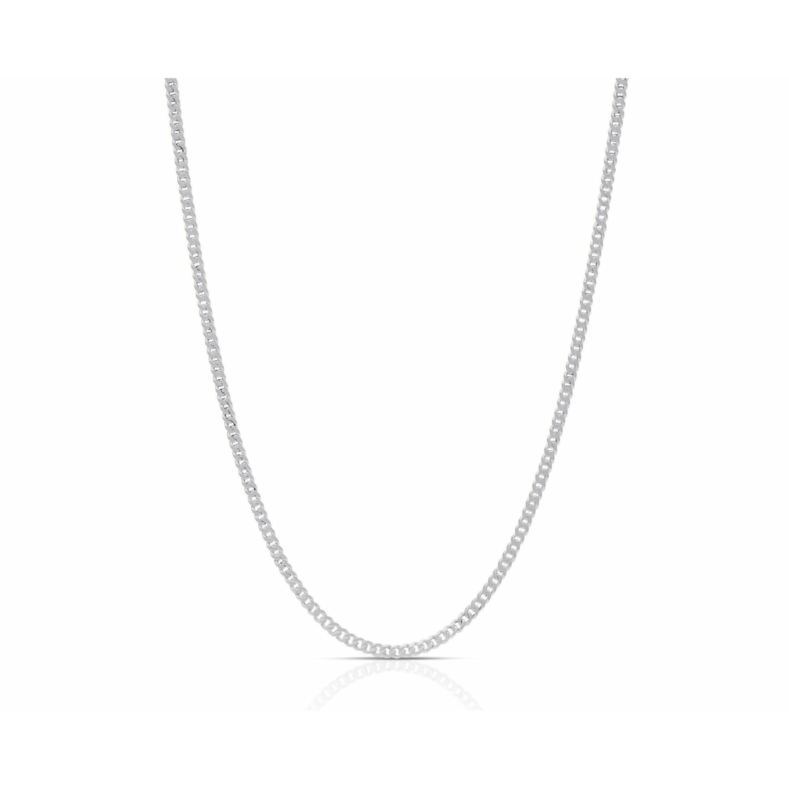 Men's 3MM Thin White Gold Cuban Link Necklace - House of Jewels Miami