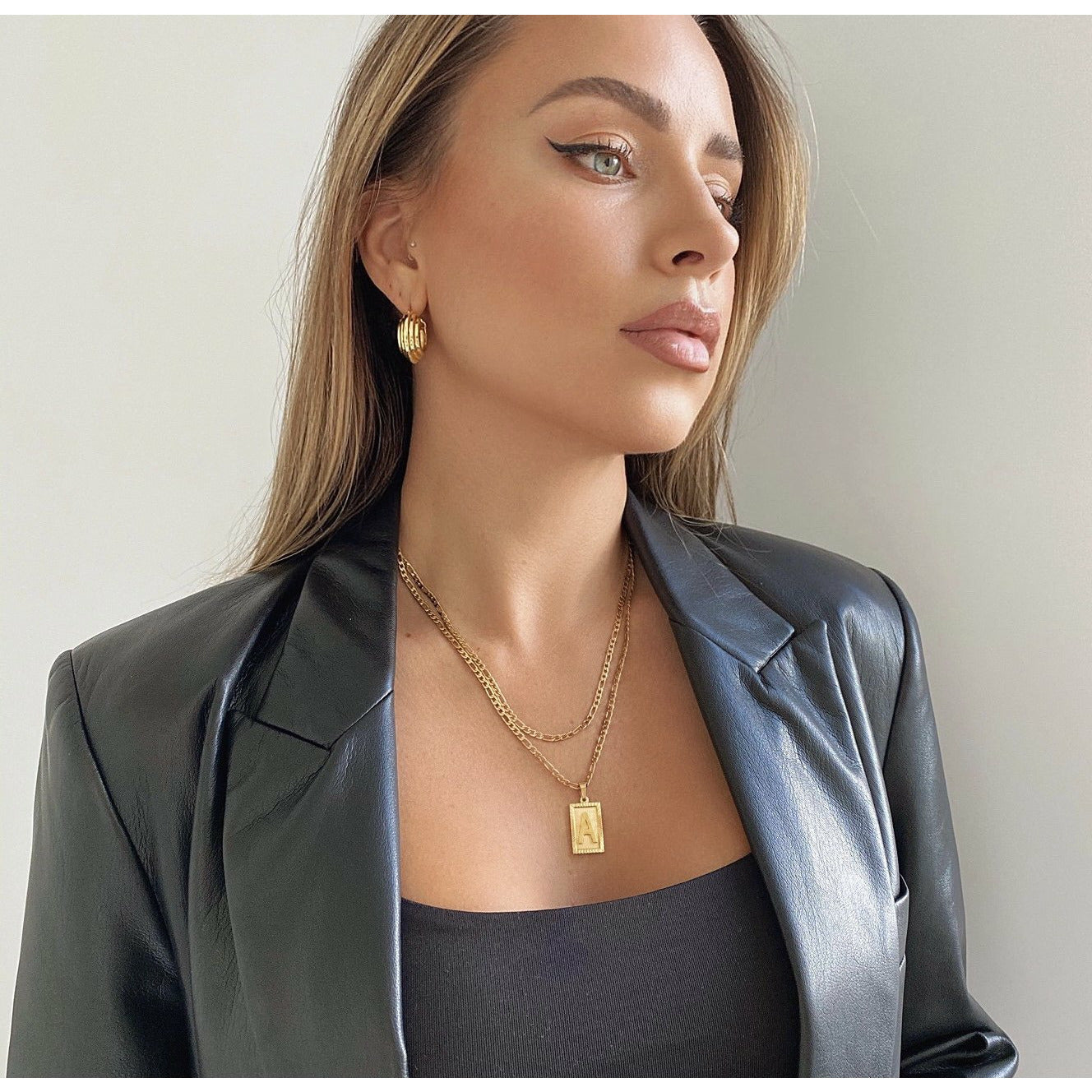 Double Initials Plaque Necklace 💧 - House of Jewels Miami